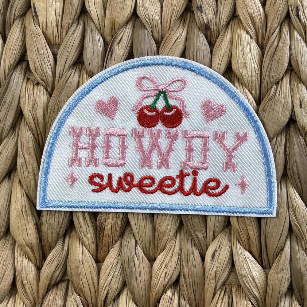 Cute Howdy Sweetie Cherry Embroidered Patch